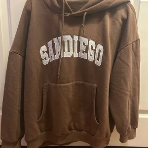 SHEIN Brown Collegiate Hoodie Sweatshirt